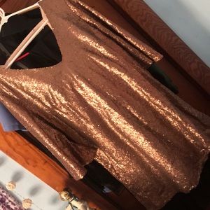 JustFab Gold/Bronze sequin lined dress size xxl